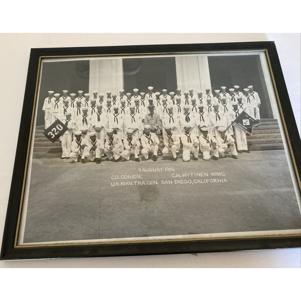 Vintage 1956 U.S. Naval Training Center NTC San Diego Company Framed Photo